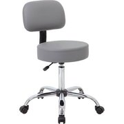 Boss Office Products Boss Gray Caressoft Vinyl Medical Stool with Back Cushion - Gray B245-GY